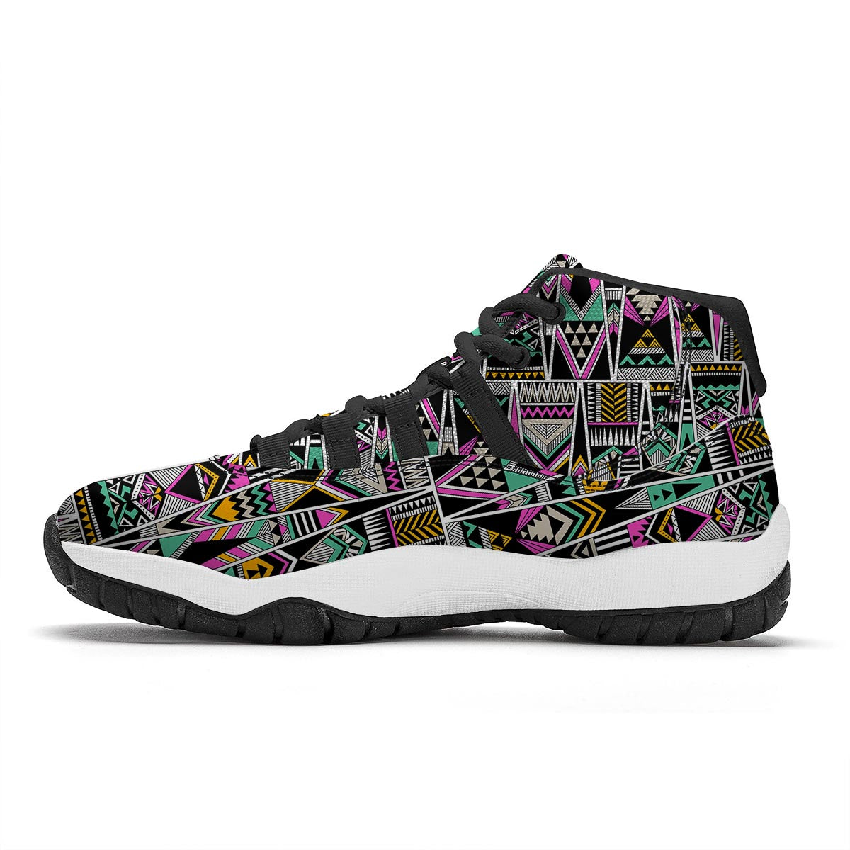 Native American Aztec Tribal Navajo Indians Print Black Bball Shoes-grizzshop