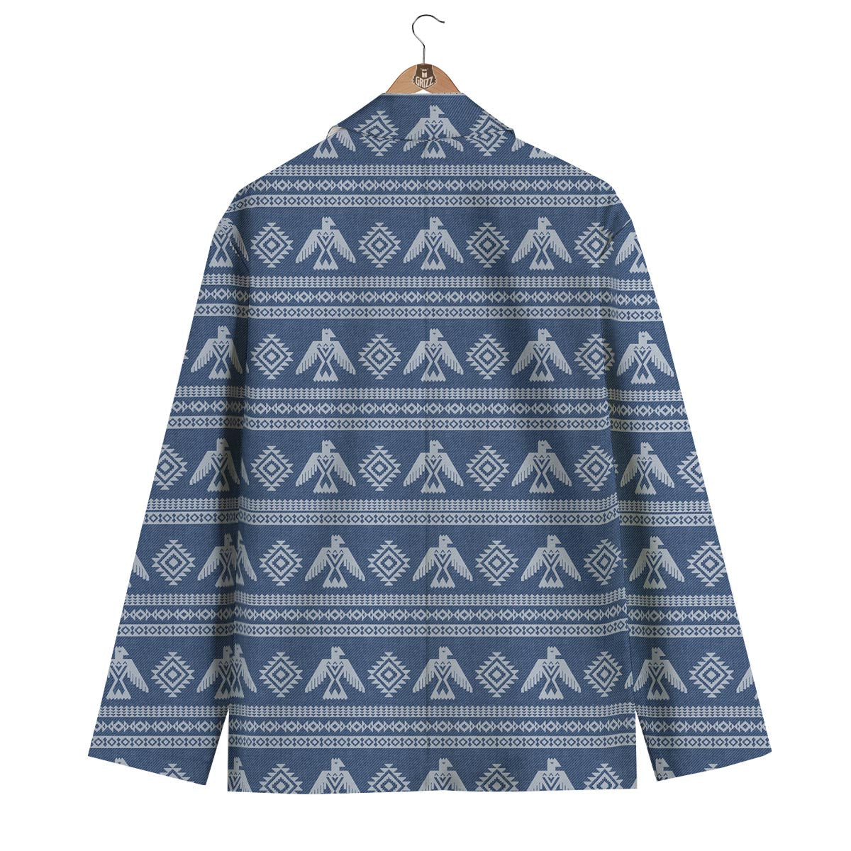 Native American Eagle Blue Pattern Print Men's Blazer-grizzshop