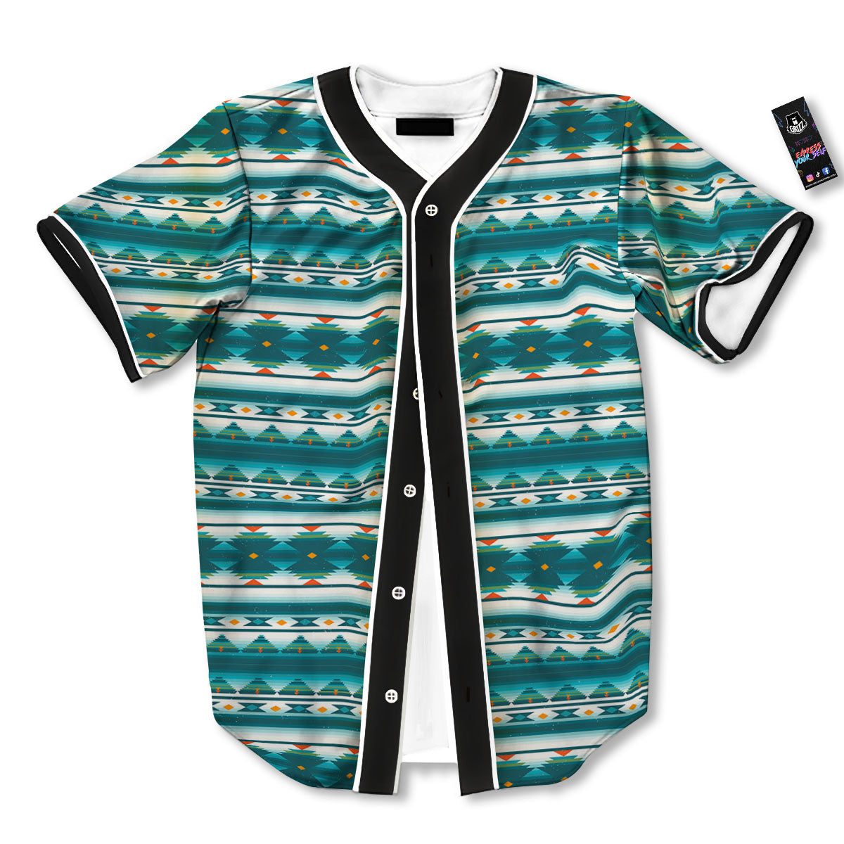 Native American Ethnic Print Pattern Baseball Jersey-grizzshop