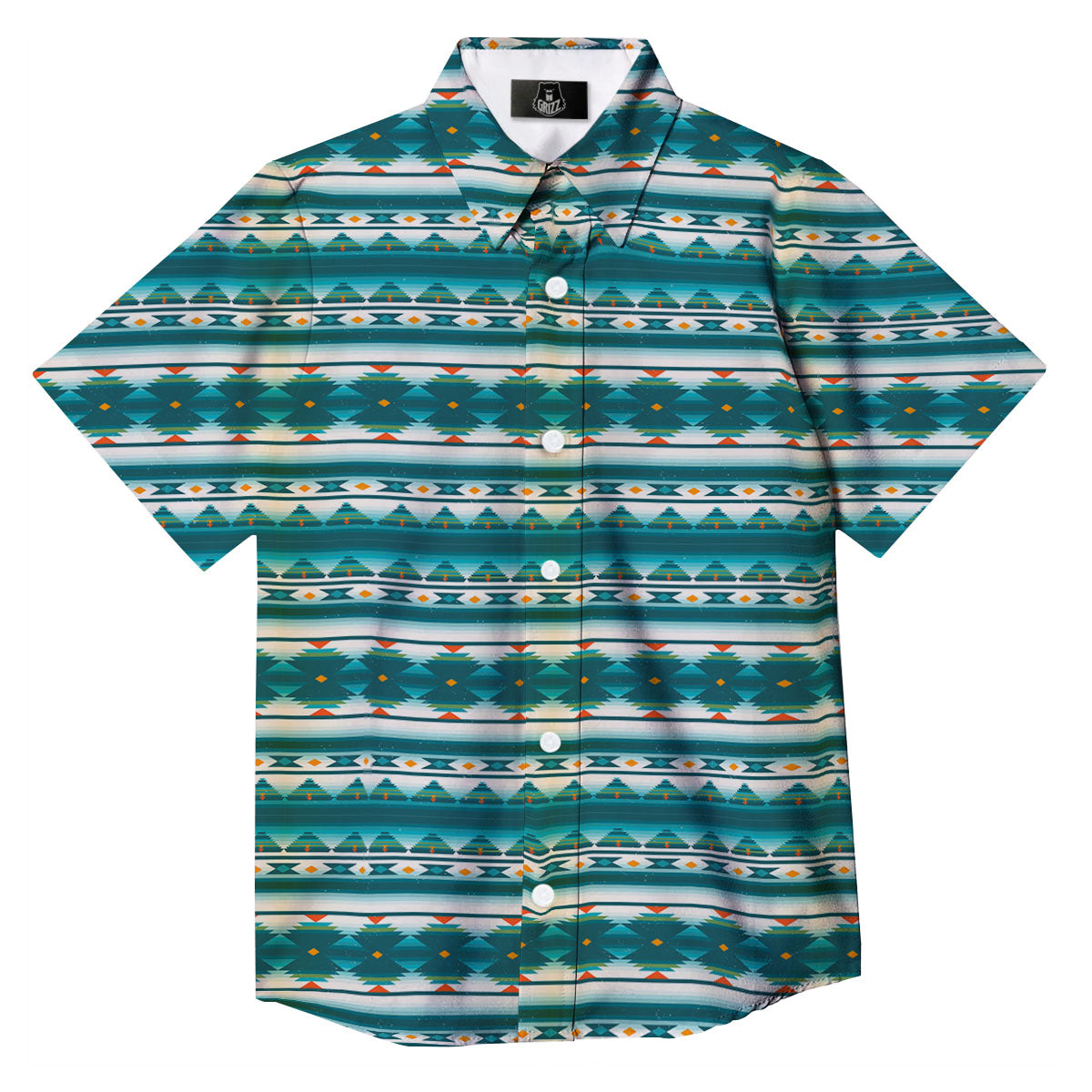 Native American Ethnic Print Pattern Button Up Shirt-grizzshop