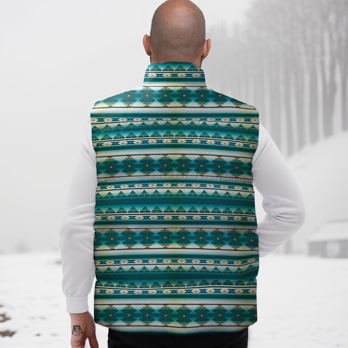 Native American Ethnic Print Pattern Down Vest
