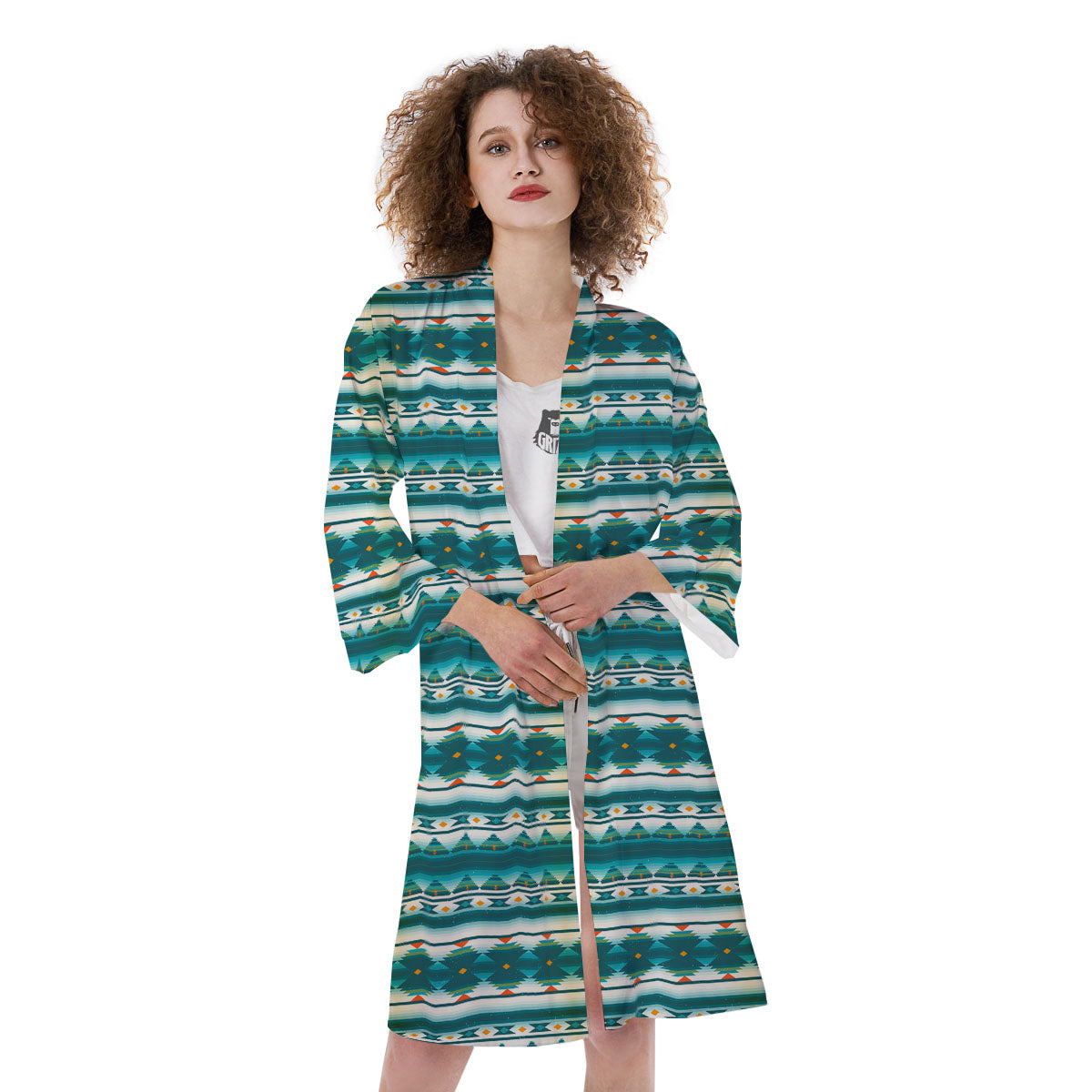 Native American Ethnic Print Pattern Kimono-grizzshop