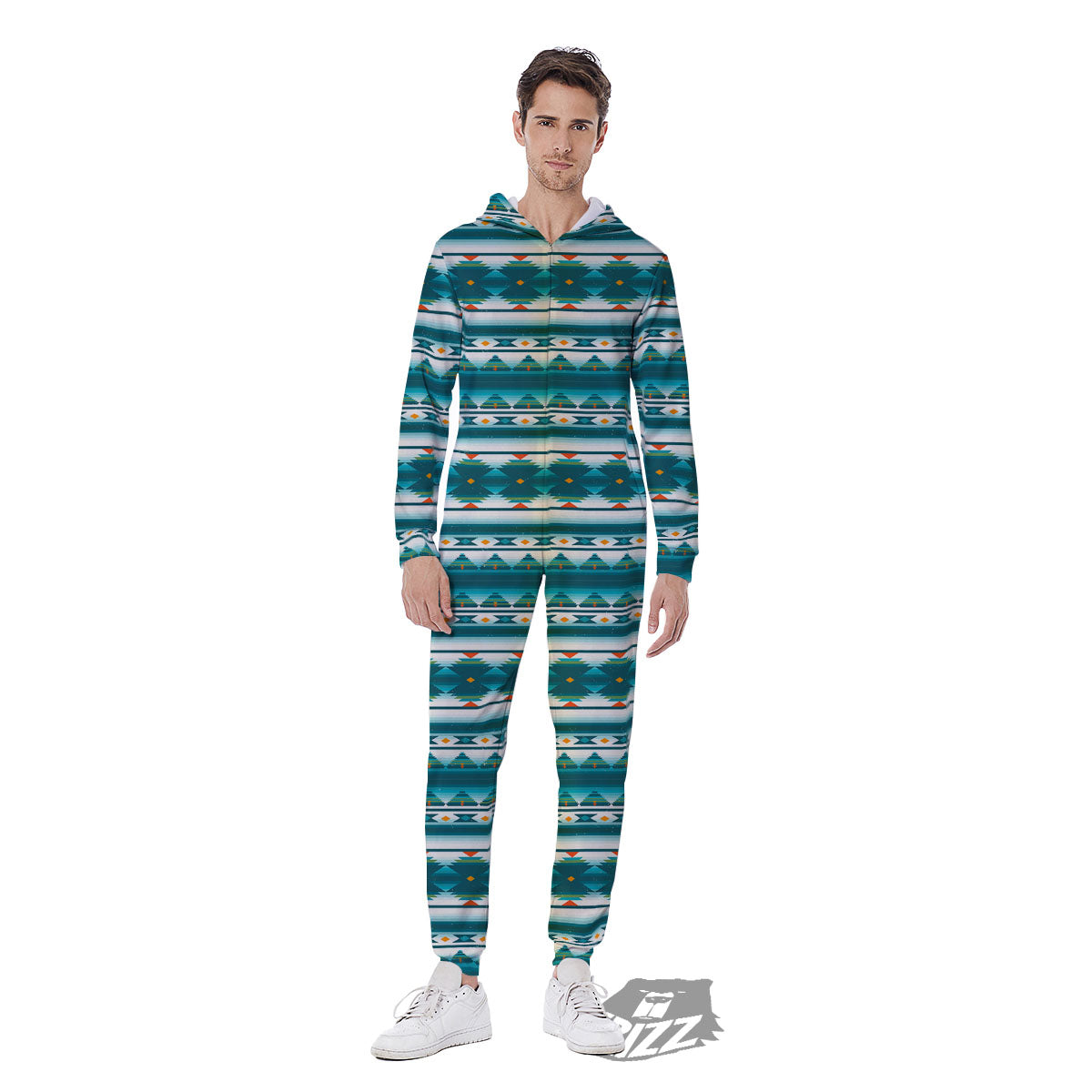 Native American Ethnic Print Pattern Men's Jumpsuit-grizzshop