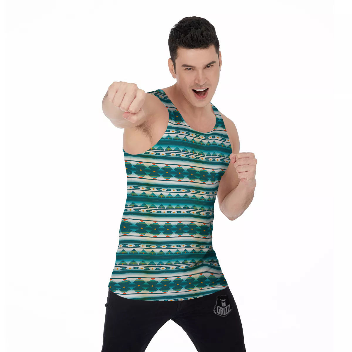 Native American Ethnic Print Pattern Men's Tank Top-grizzshop