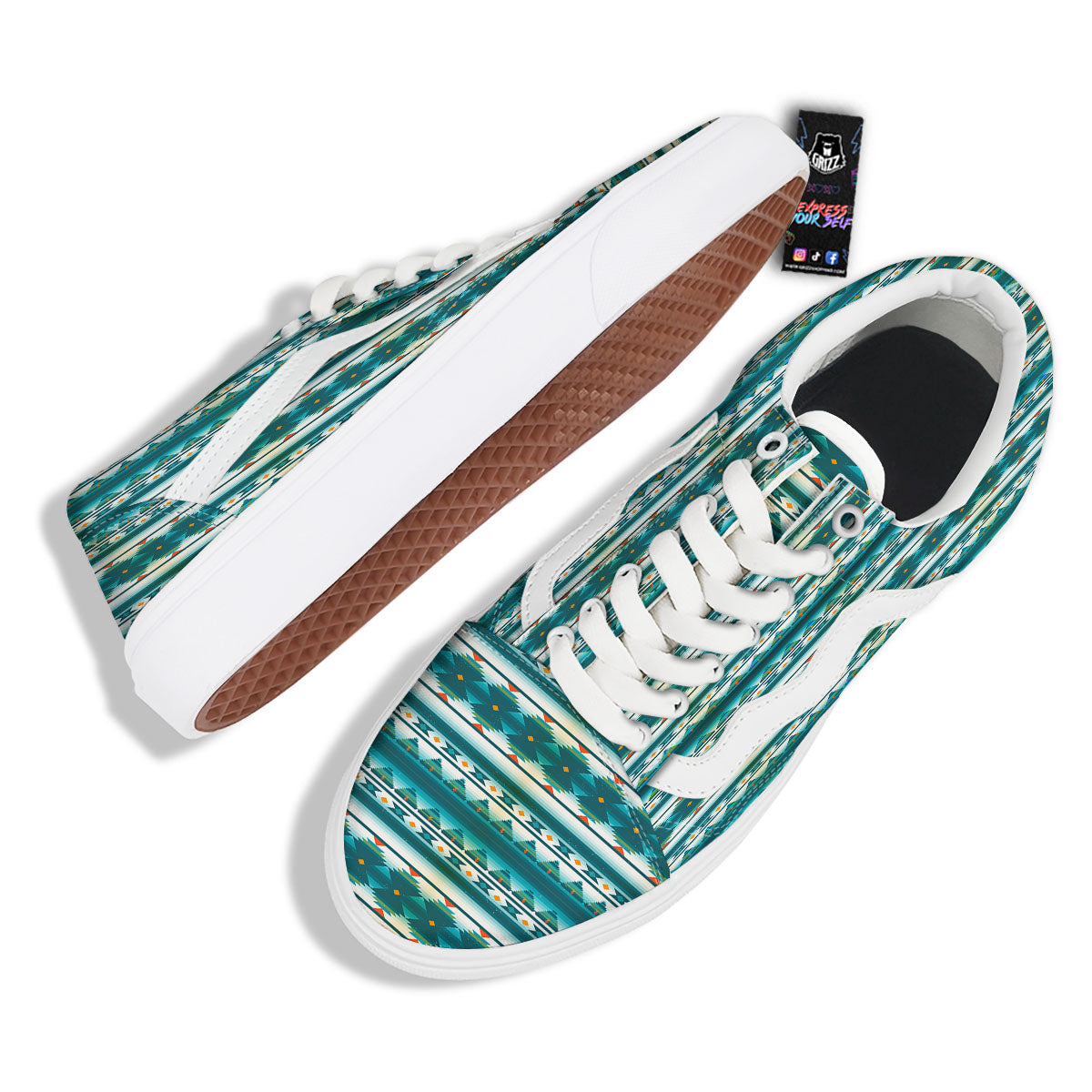 Native American Ethnic Print Pattern Skate Shoes-grizzshop