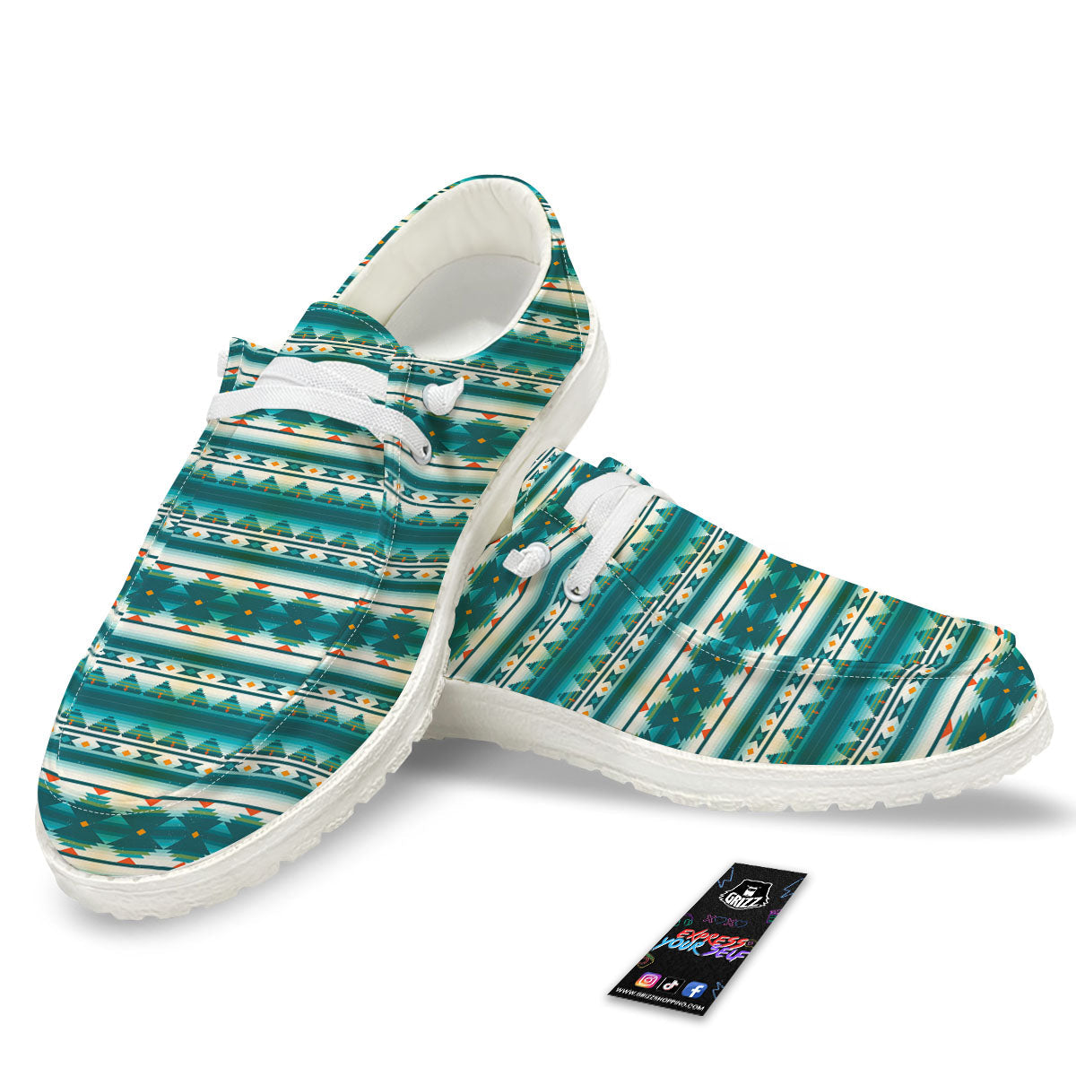 Native American Ethnic Print Pattern White Loafers-grizzshop