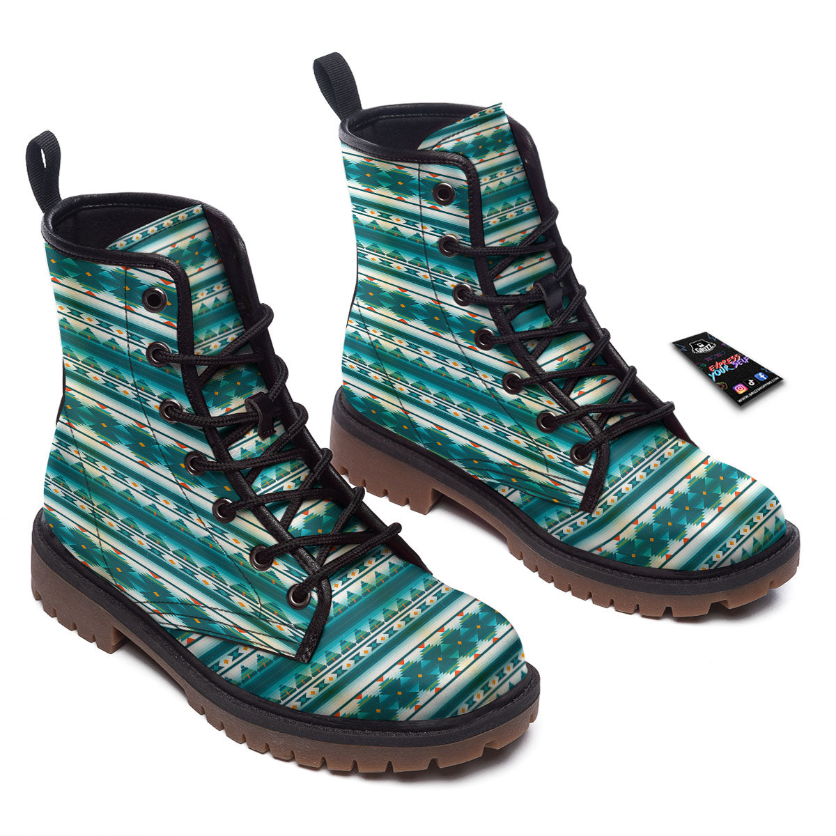 Native American Ethnic Print Pattern Work Boots-grizzshop