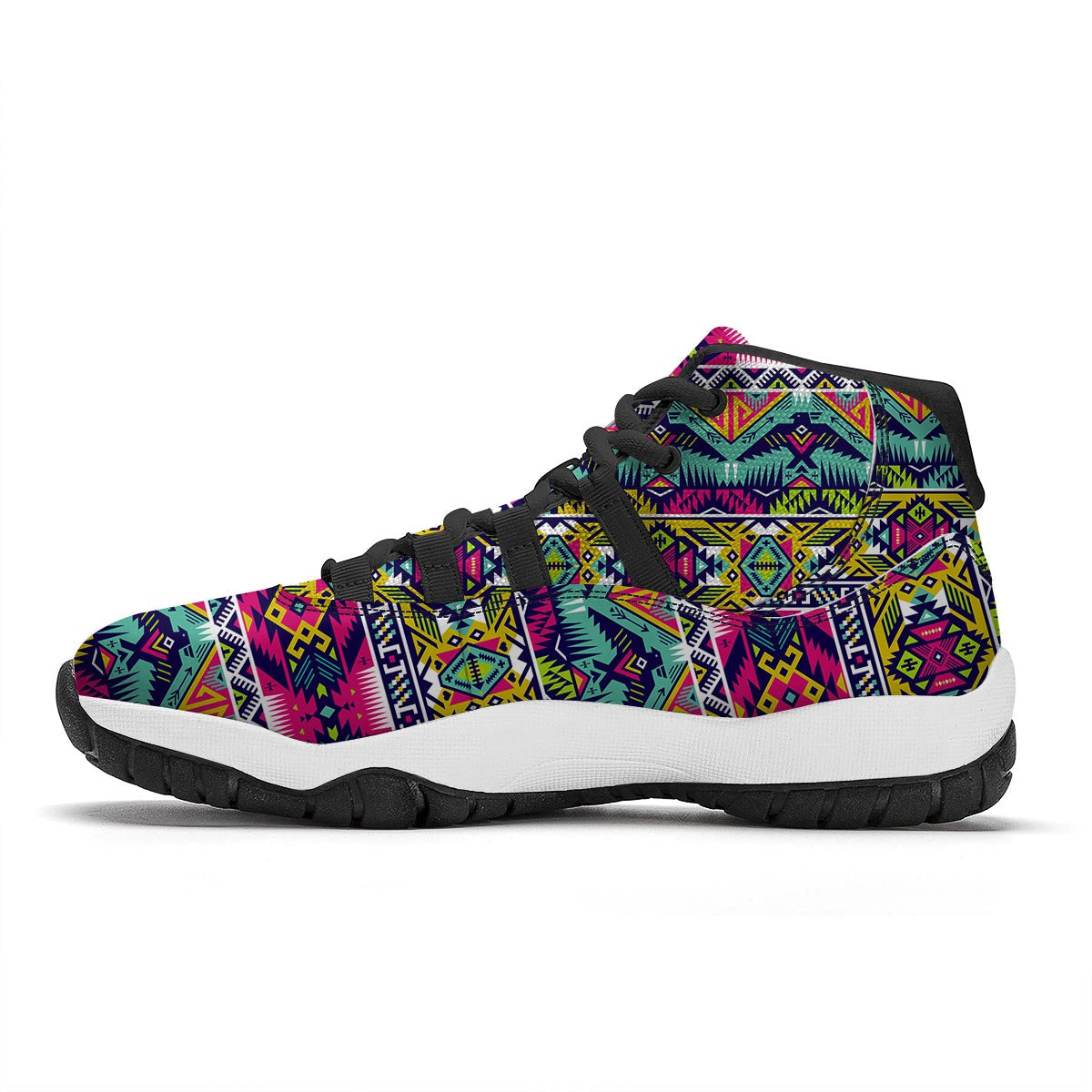 Native American Indians Aztec Tribal Navajo Print Black Bball Shoes-grizzshop