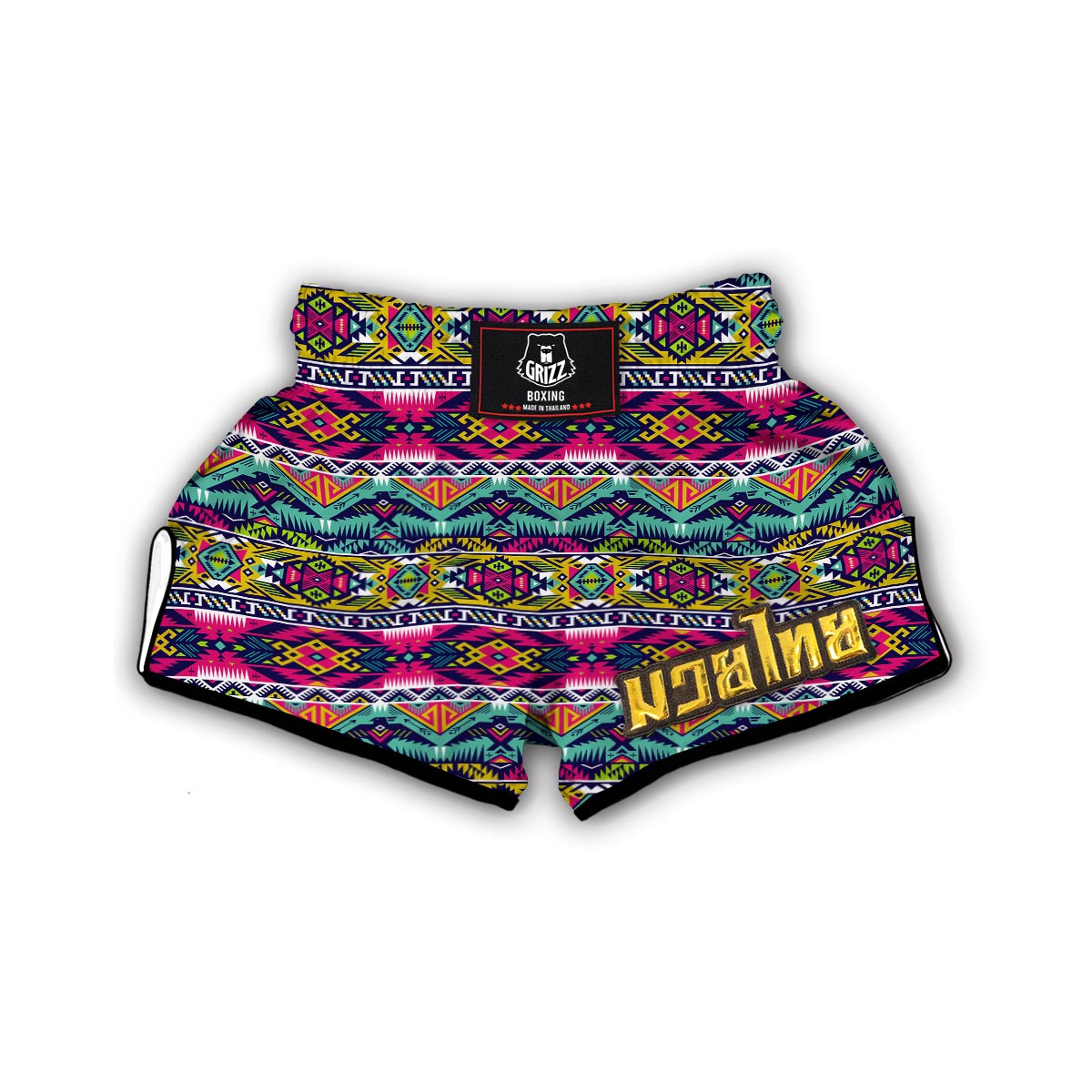 Native American Indians Aztec Tribal Navajo Print Muay Thai Boxing Shorts-grizzshop