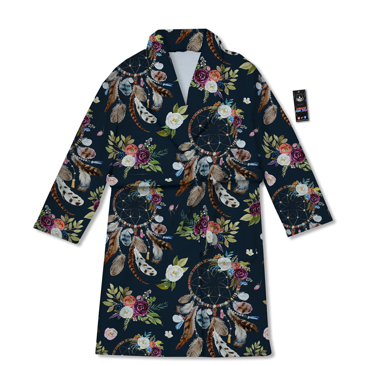 Native Dream Catcher Vintage Print Pattern Bathrobe-grizzshop