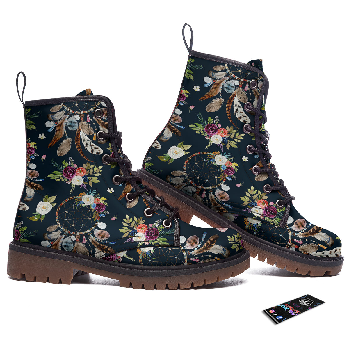 Native Dream Catcher Vintage Print Pattern Work Boots-grizzshop