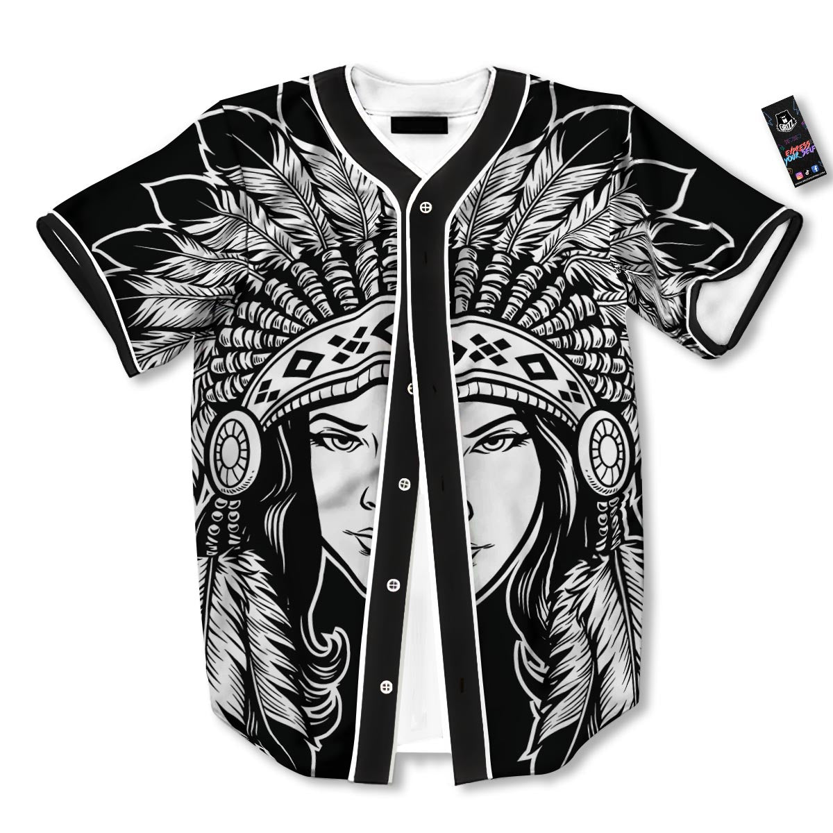 Native Indian Girl Tribal Print Baseball Jersey-grizzshop