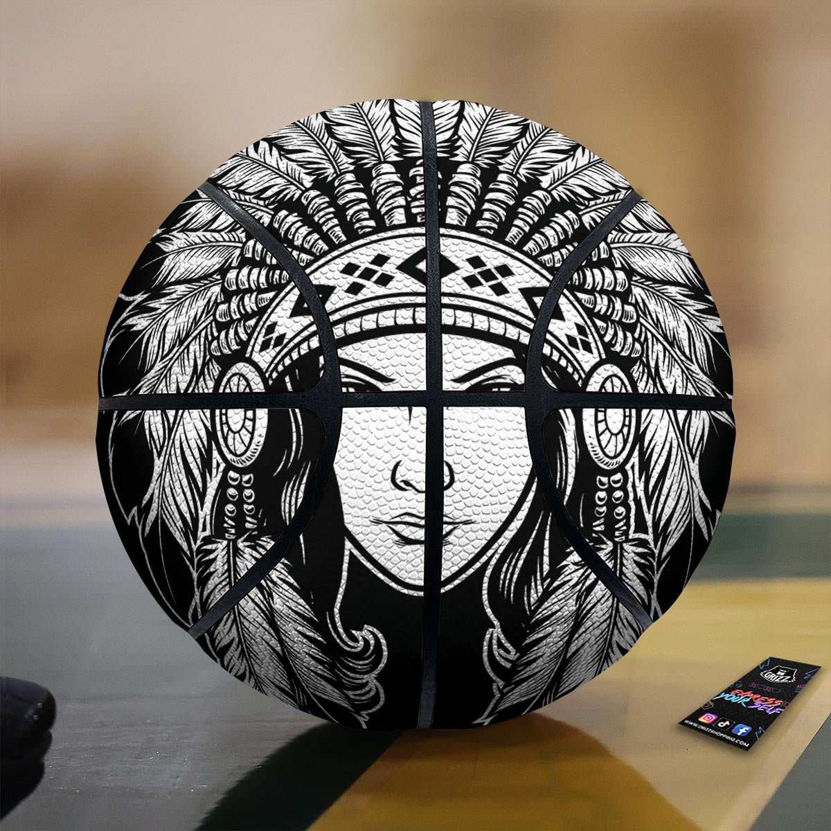 Native Indian Girl Tribal Print Basketball