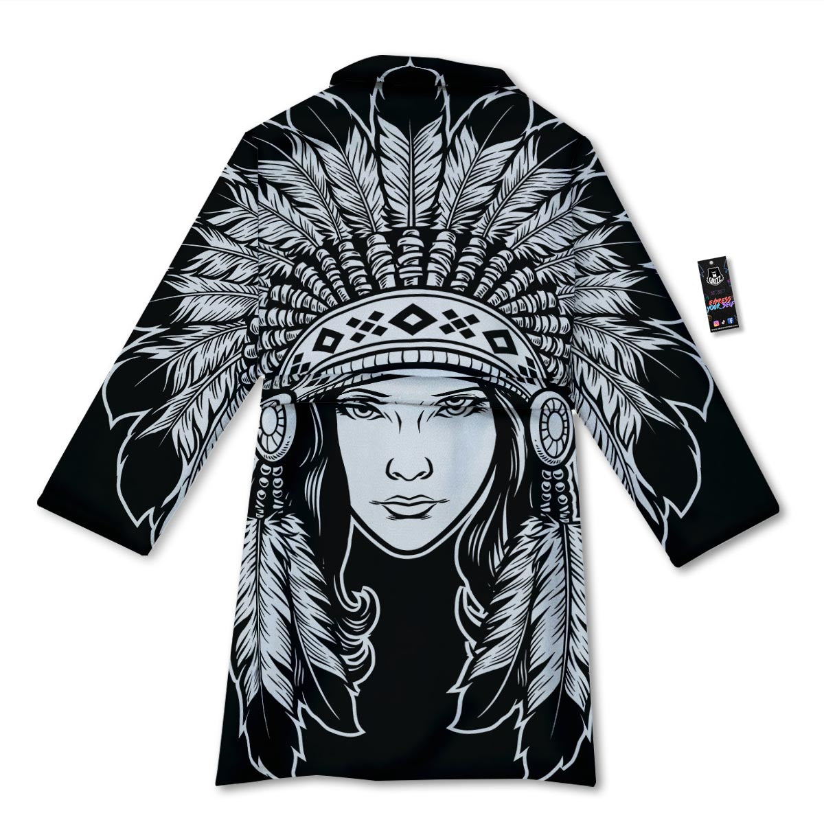 Native Indian Girl Tribal Print Bathrobe-grizzshop