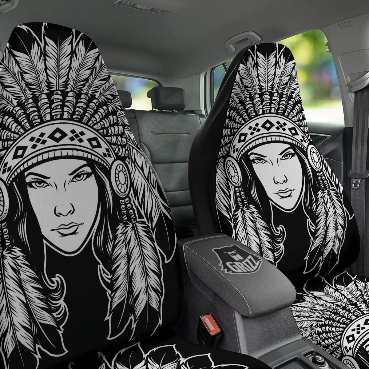 Native Indian Girl Tribal Print Car Seat Covers-grizzshop
