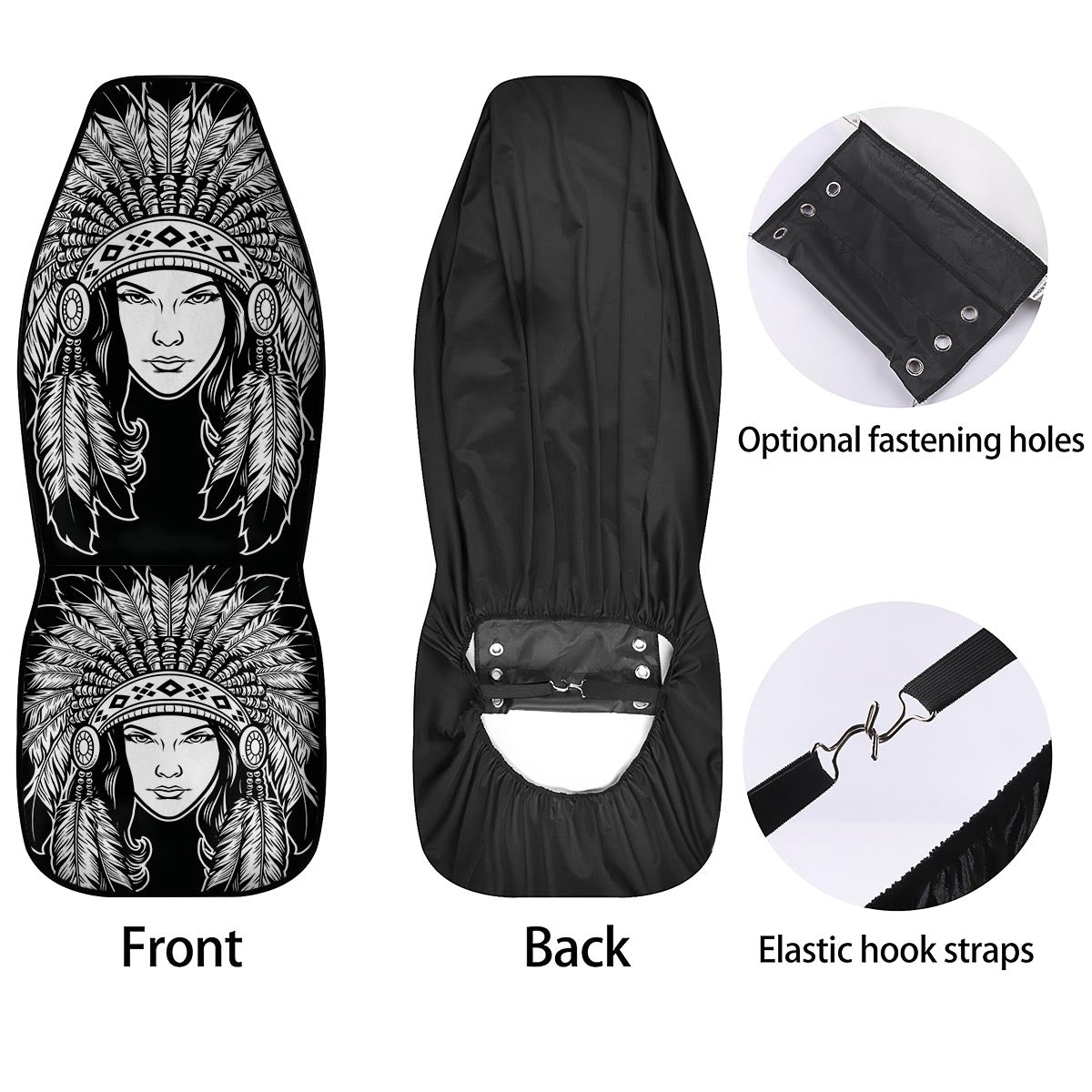 Native Indian Girl Tribal Print Car Seat Covers-grizzshop