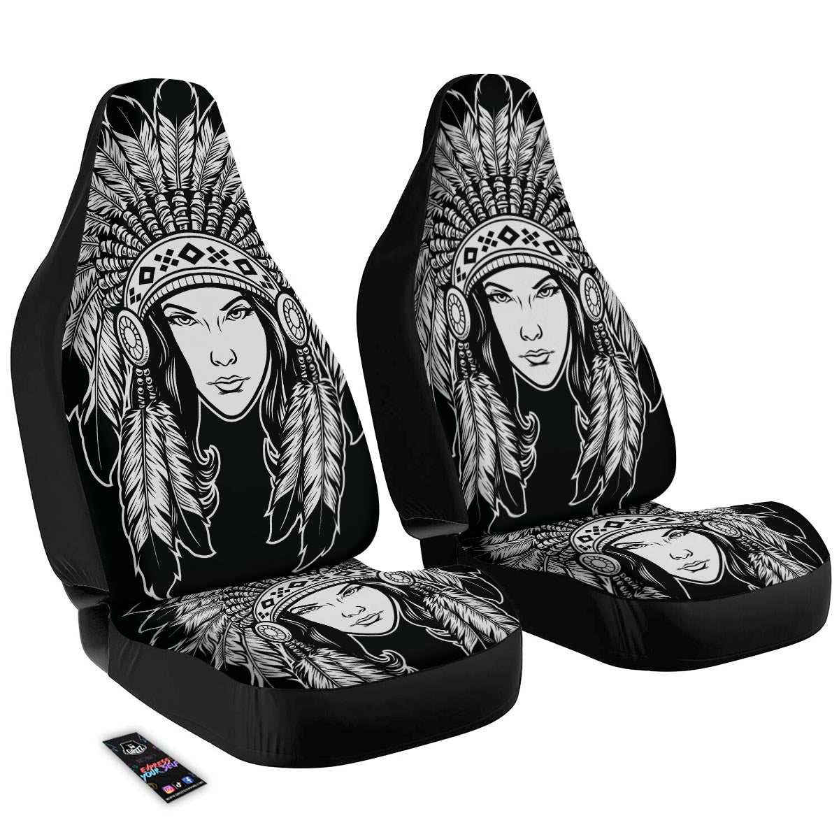 Native Indian Girl Tribal Print Car Seat Covers-grizzshop