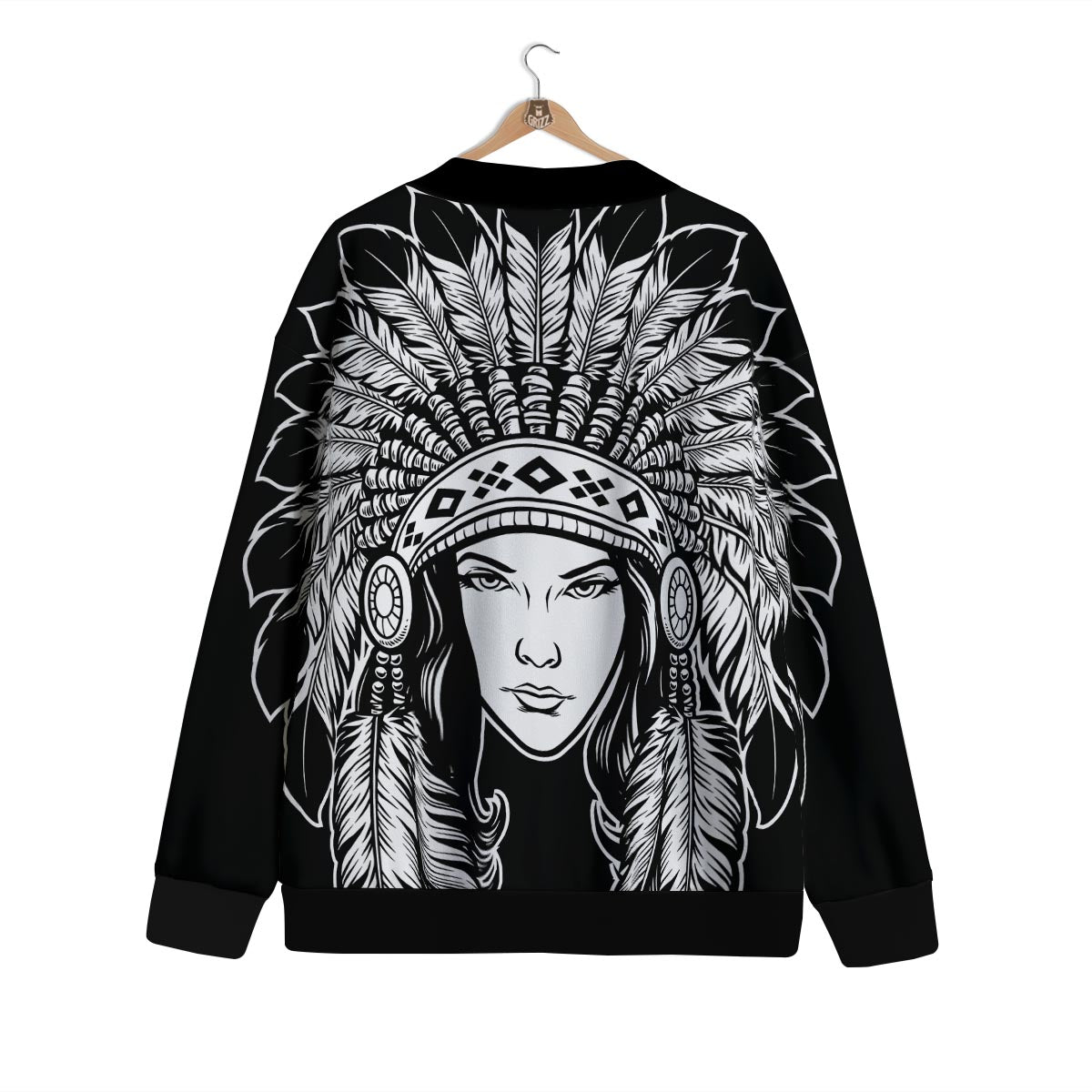 Native Indian Girl Tribal Print Cardigan-grizzshop