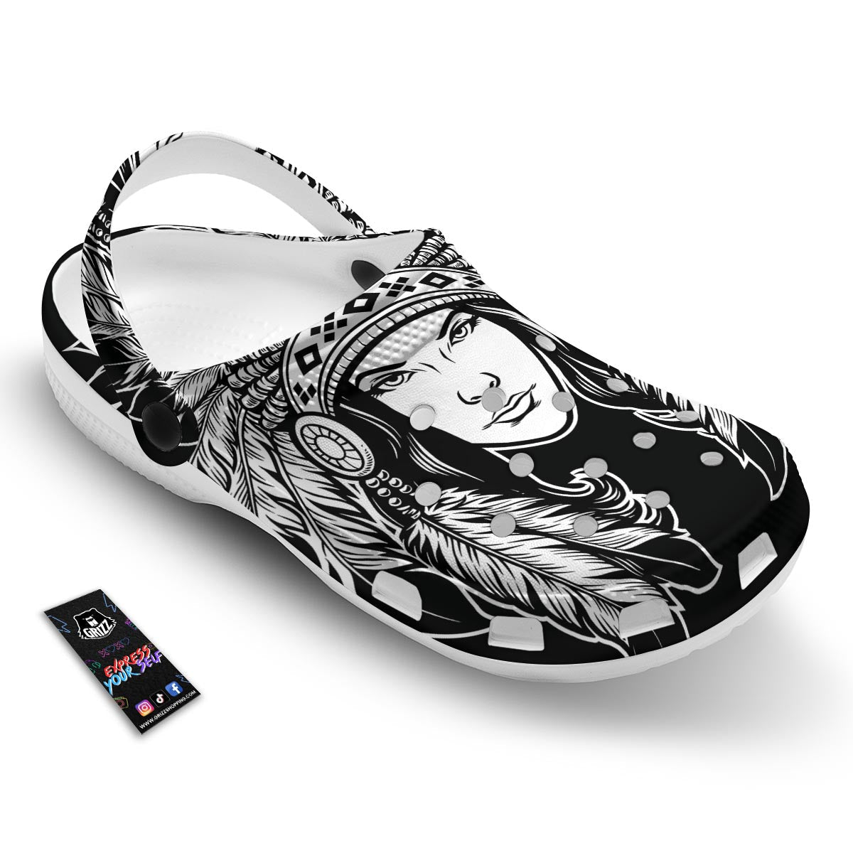 Native Indian Girl Tribal Print Clog-grizzshop