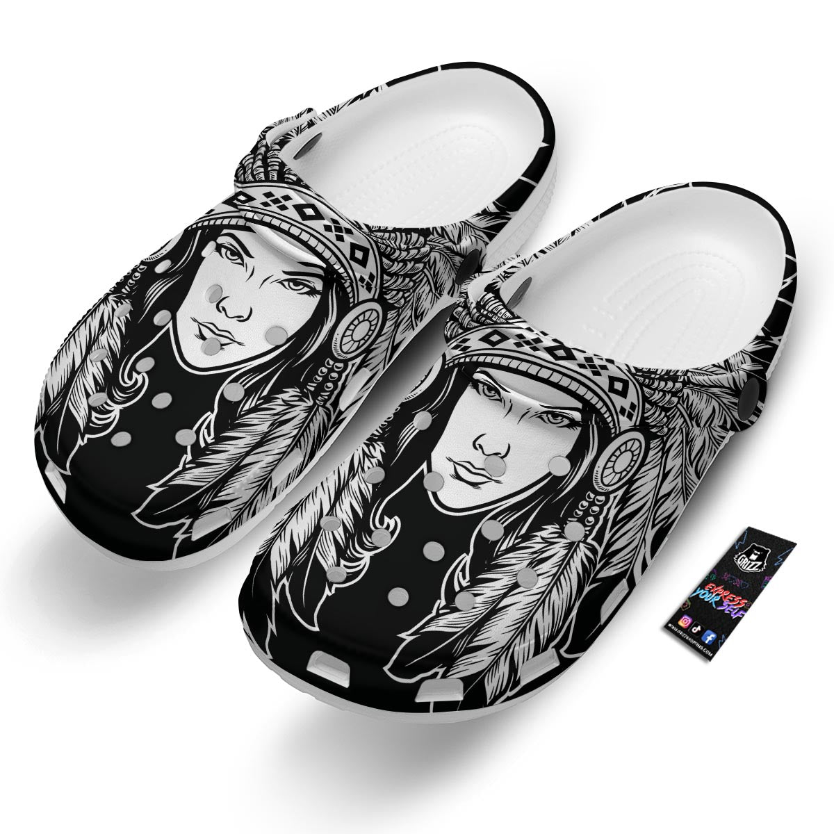 Native Indian Girl Tribal Print Clog-grizzshop