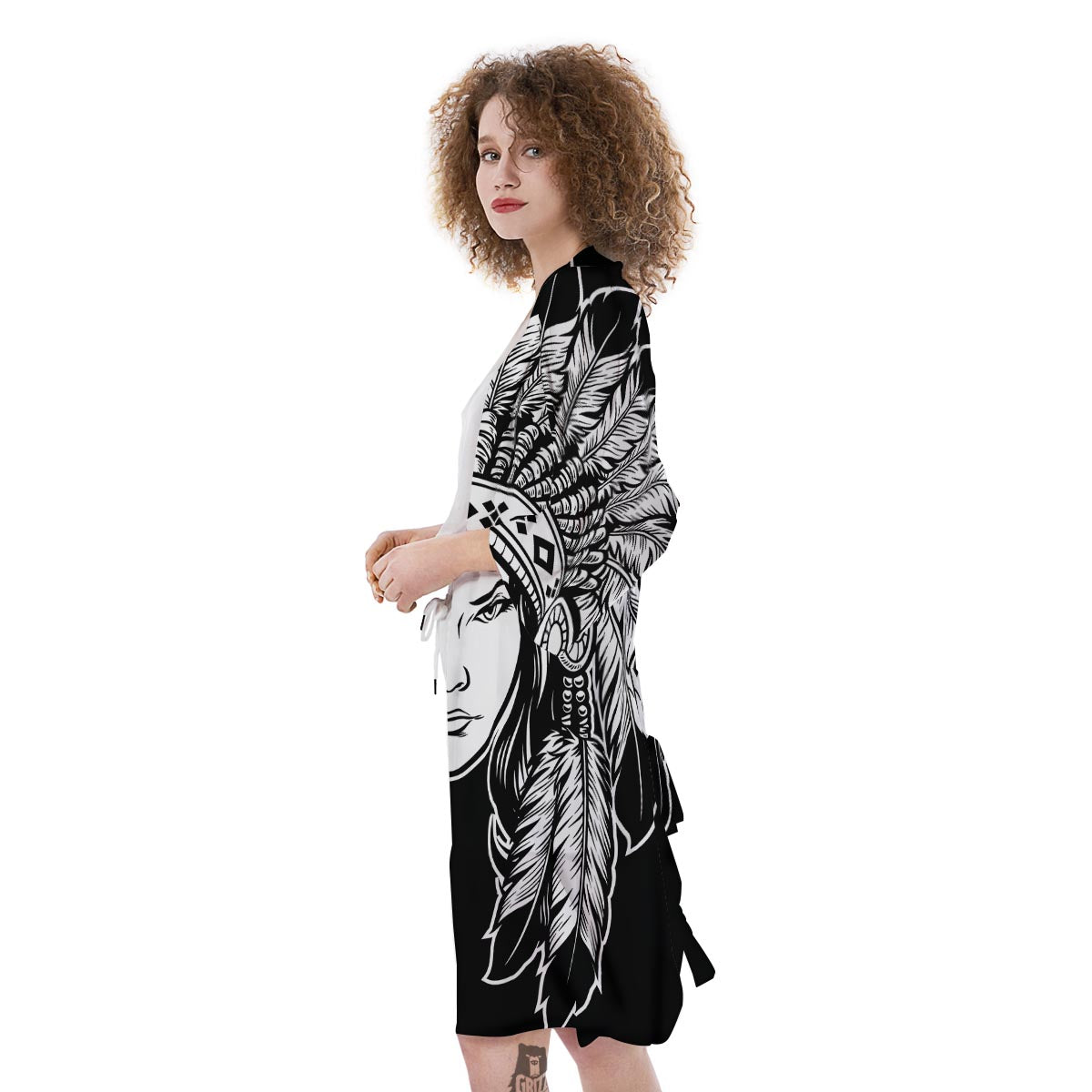 Native Indian Girl Tribal Print Kimono-grizzshop