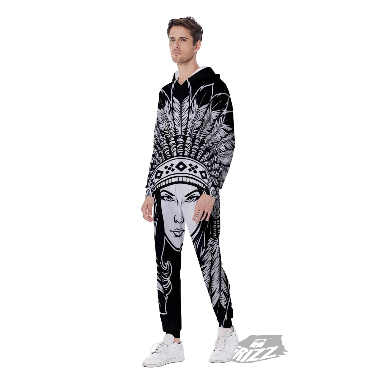 Native Indian Girl Tribal Print Men's Jumpsuit-grizzshop