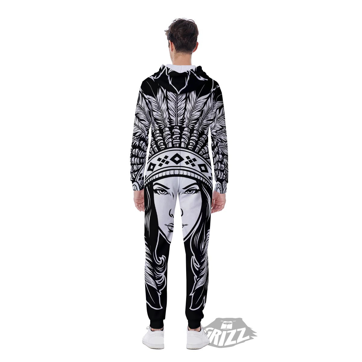 Native Indian Girl Tribal Print Men's Jumpsuit-grizzshop