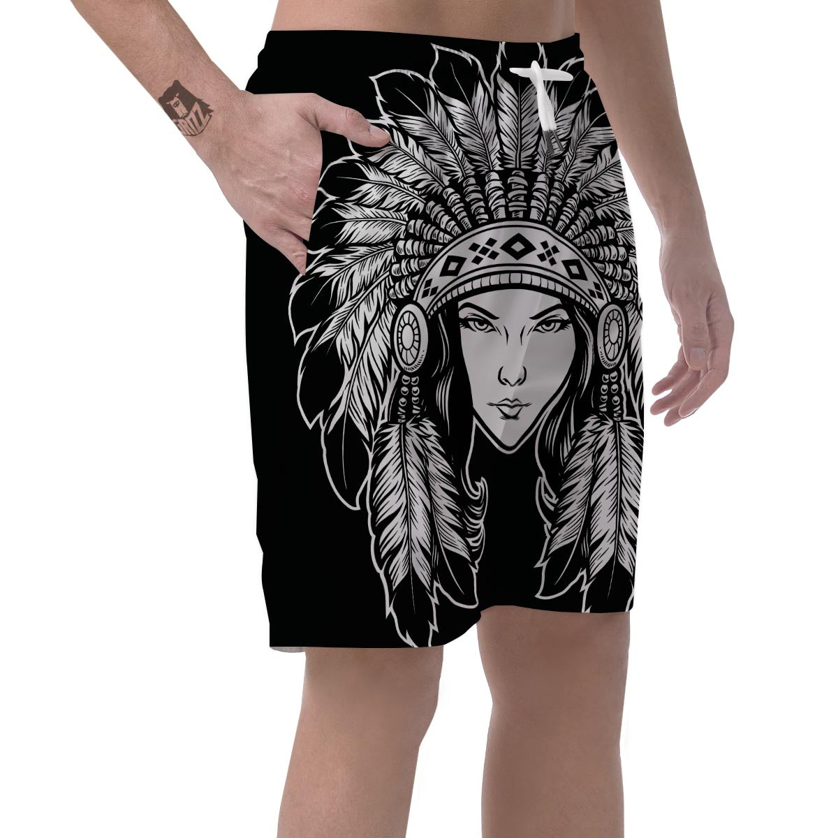 Native Indian Girl Tribal Print Men's Shorts-grizzshop