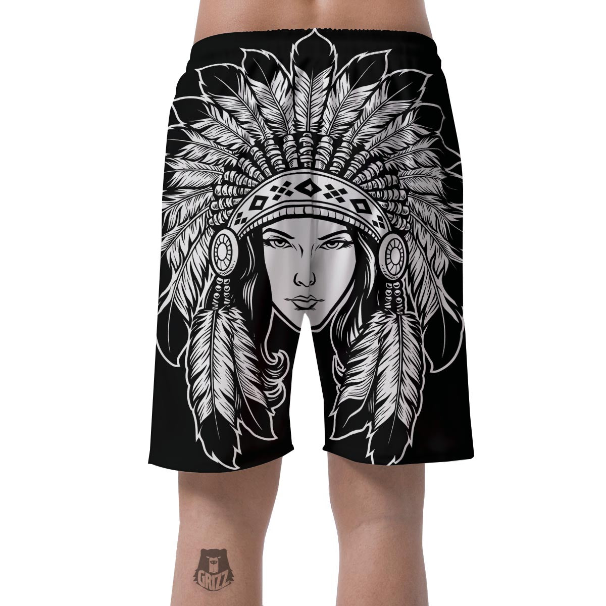 Native Indian Girl Tribal Print Men's Shorts-grizzshop