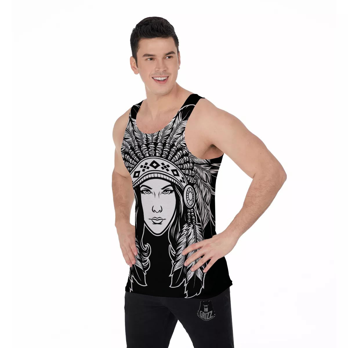 Native Indian Girl Tribal Print Men's Tank Top-grizzshop