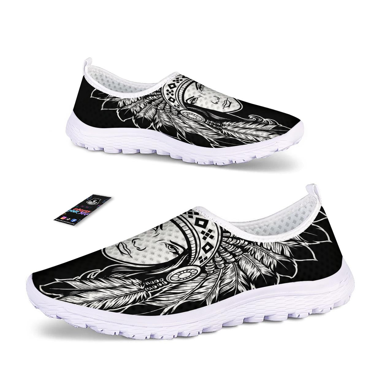 Native Indian Girl Tribal Print Nurse Shoes-grizzshop