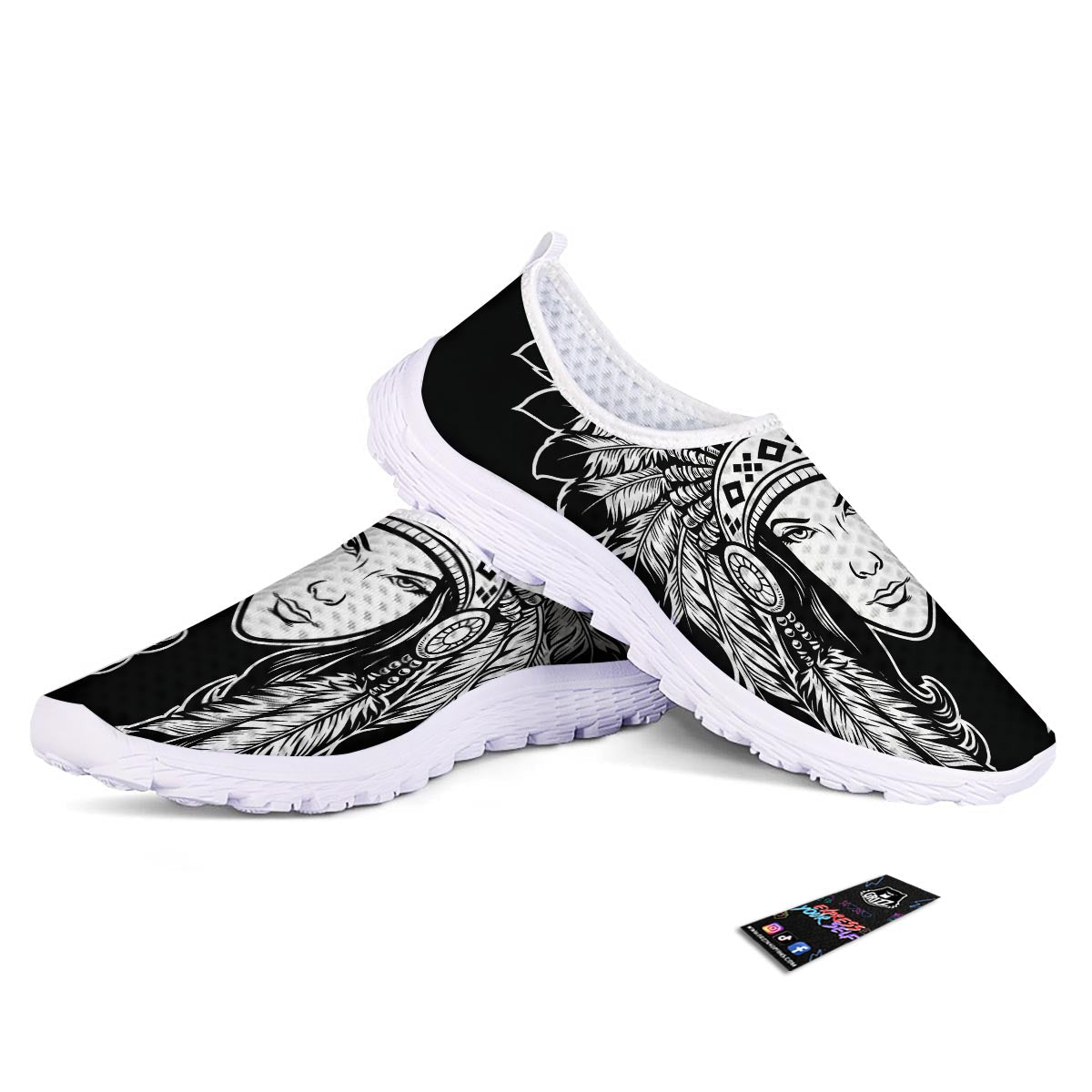 Native Indian Girl Tribal Print Nurse Shoes-grizzshop