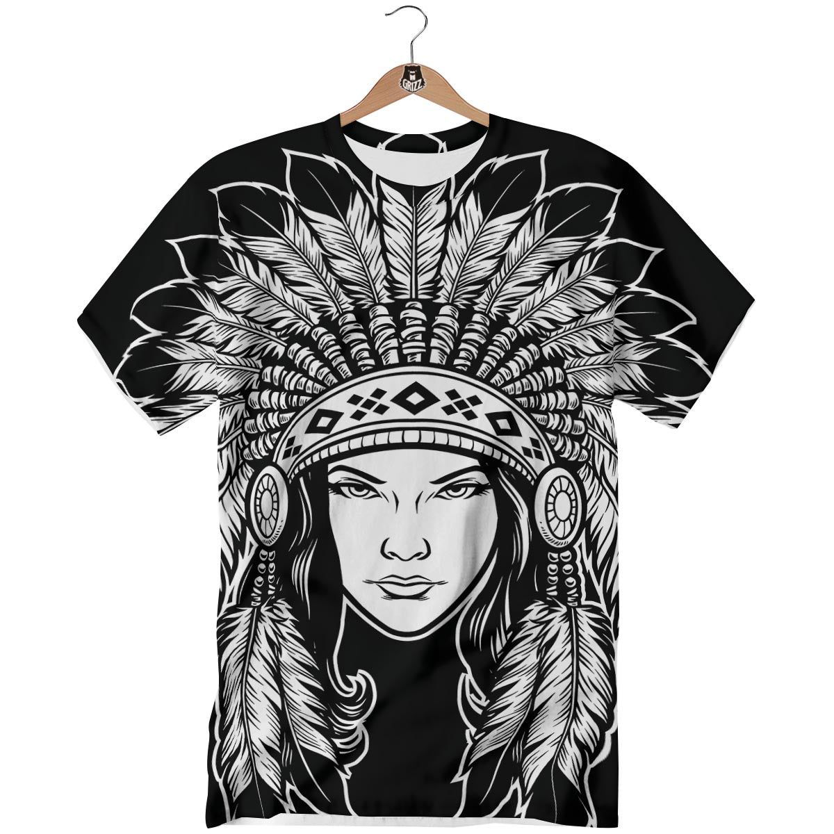 Native Indian Girl Tribal Print T-Shirt-grizzshop