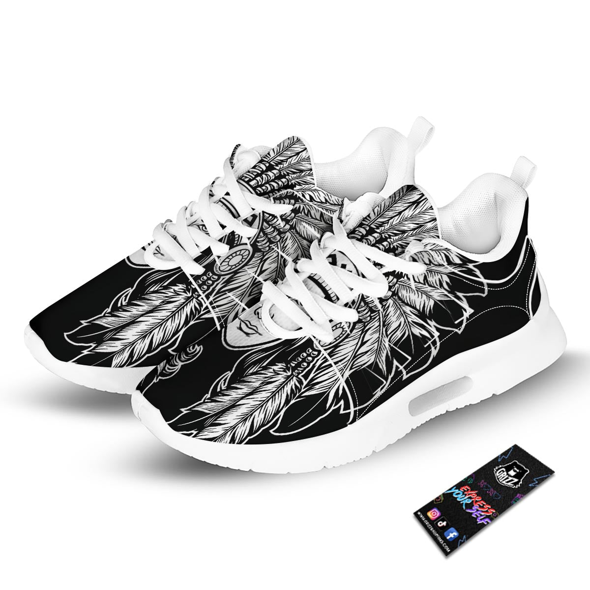 Native Indian Girl Tribal Print Tennis Shoes-grizzshop