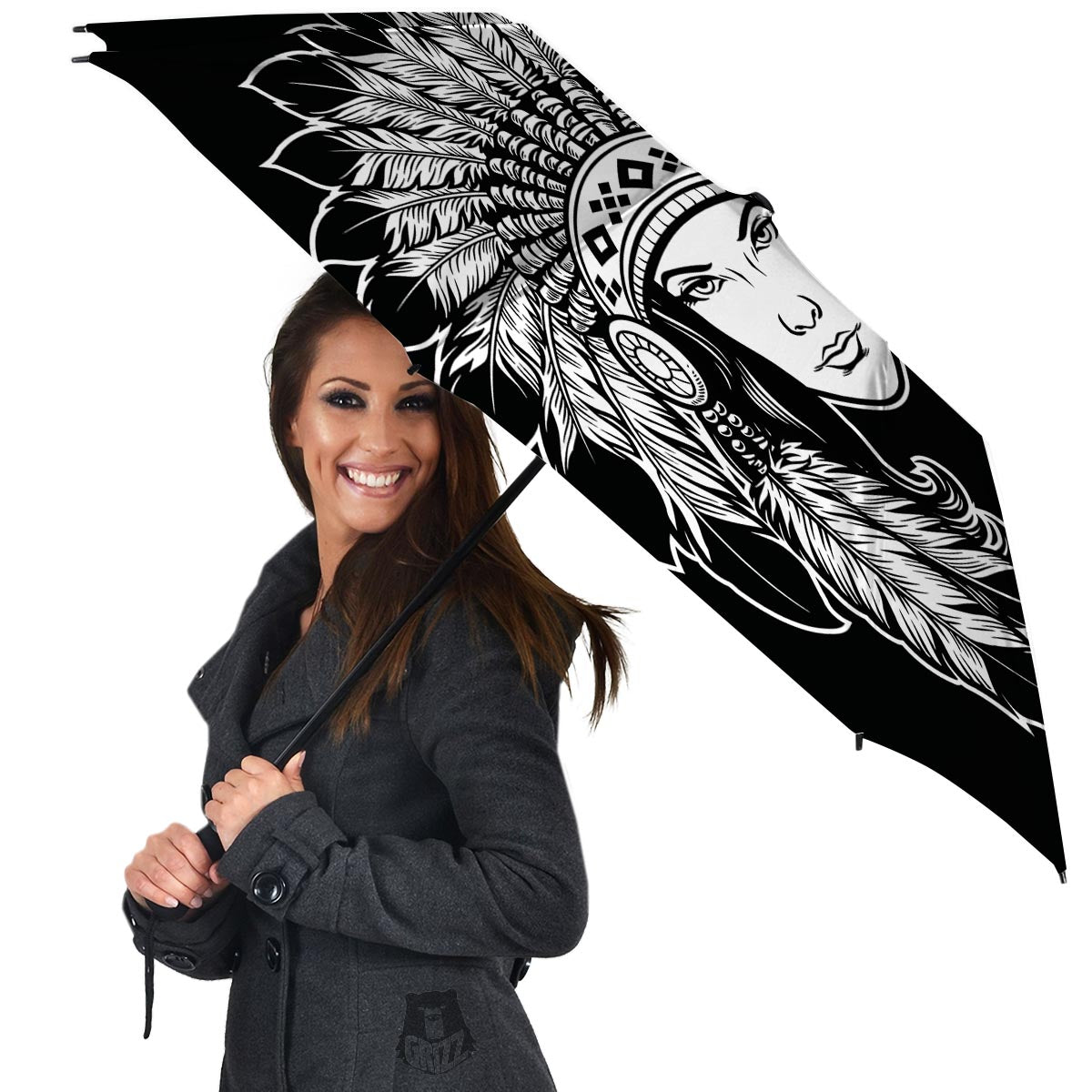 Native Indian Girl Tribal Print Umbrella-grizzshop