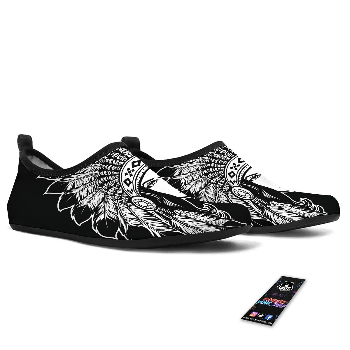 Native Indian Girl Tribal Print Water Shoes-grizzshop