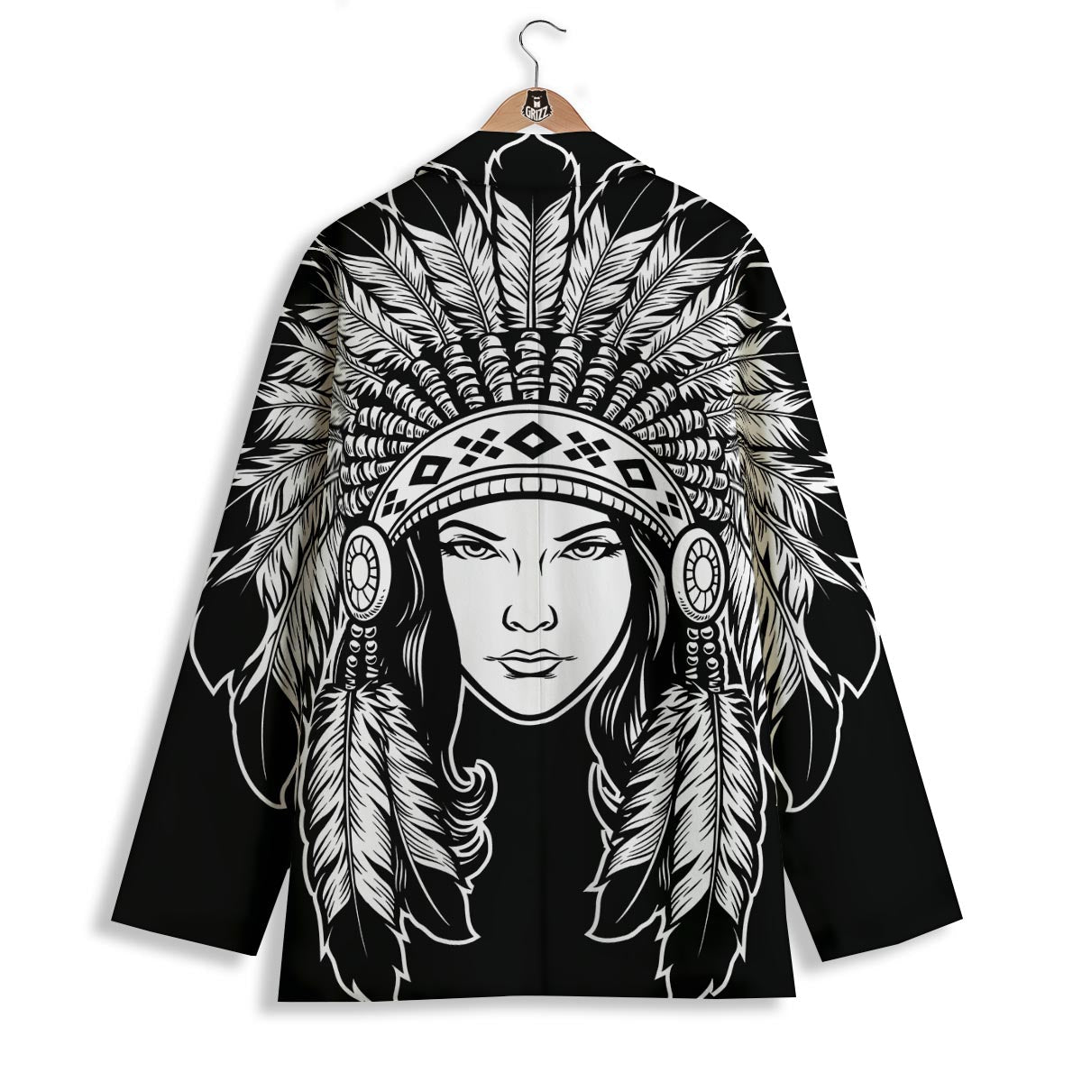Native Indian Girl Tribal Print Women's Blazer-grizzshop