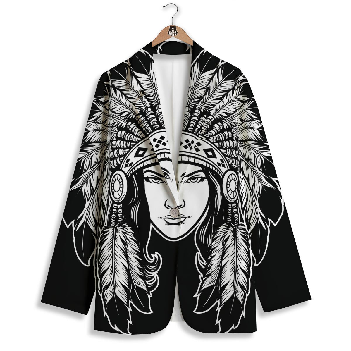 Native Indian Girl Tribal Print Women's Blazer-grizzshop