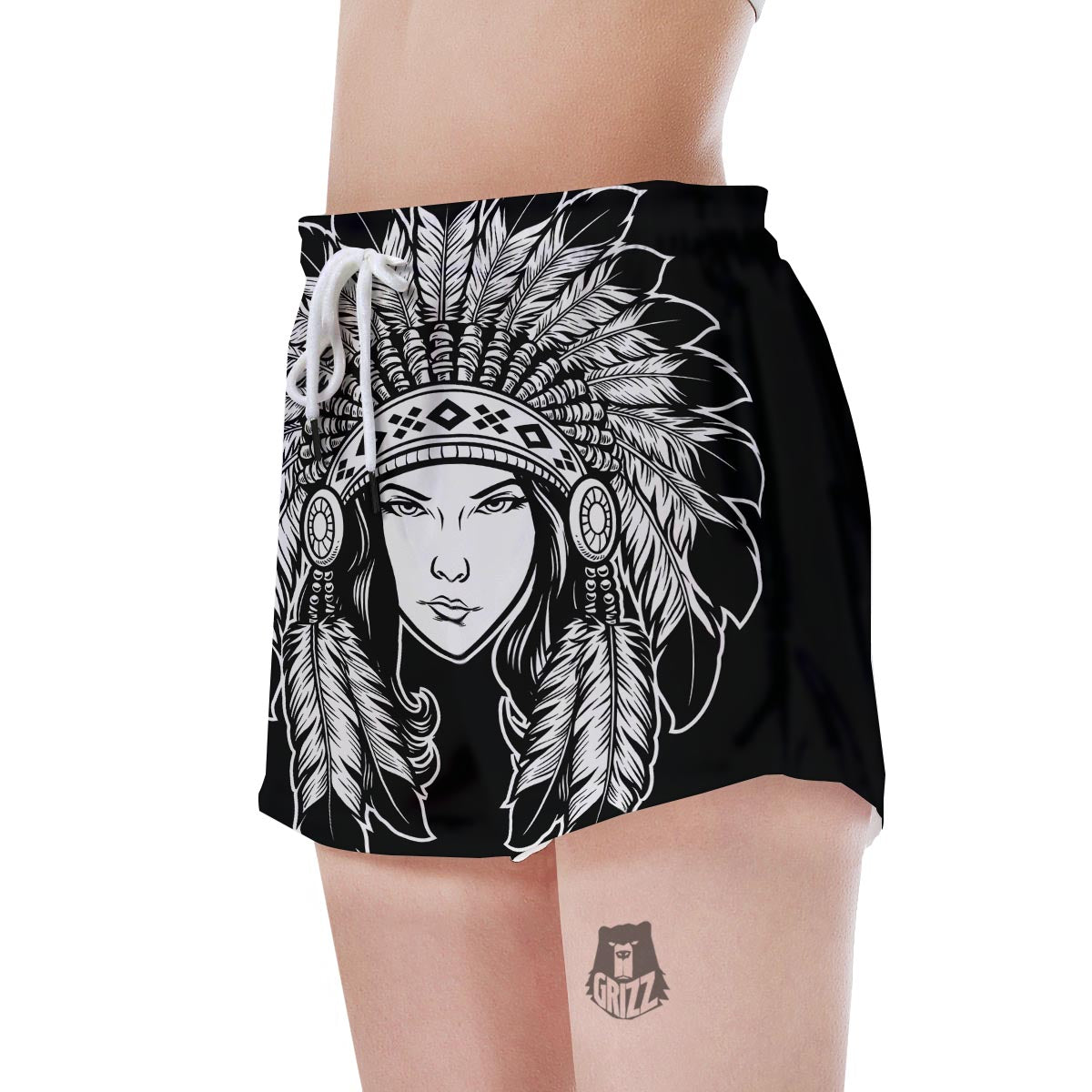 Native Indian Girl Tribal Print Women's Shorts-grizzshop