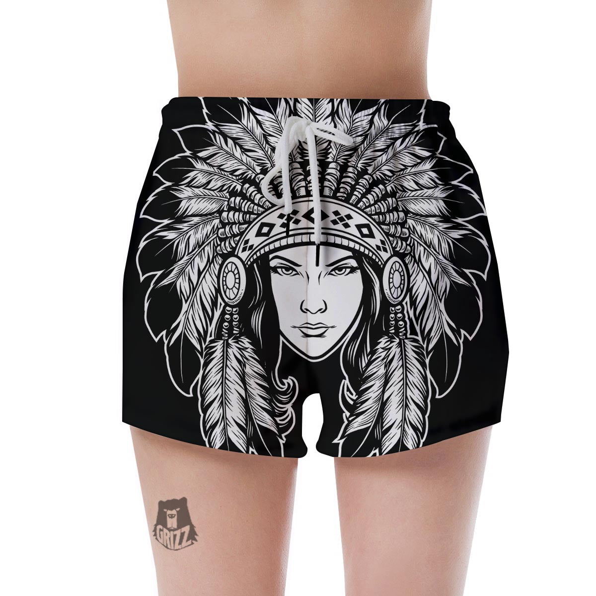 Native Indian Girl Tribal Print Women's Shorts-grizzshop