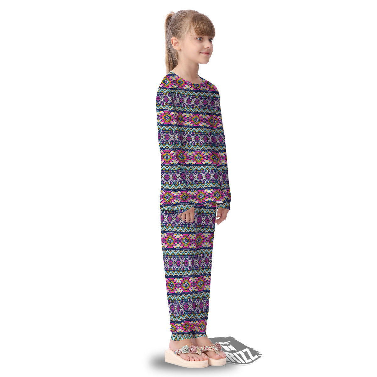 Native Navajo Colorful Geometric Print Kid's Pajamas-grizzshop