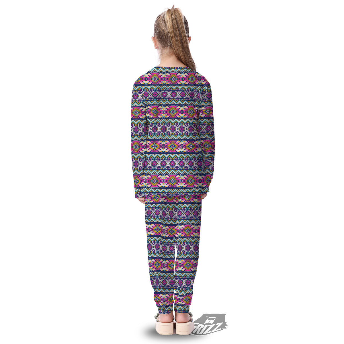 Native Navajo Colorful Geometric Print Kid's Pajamas-grizzshop