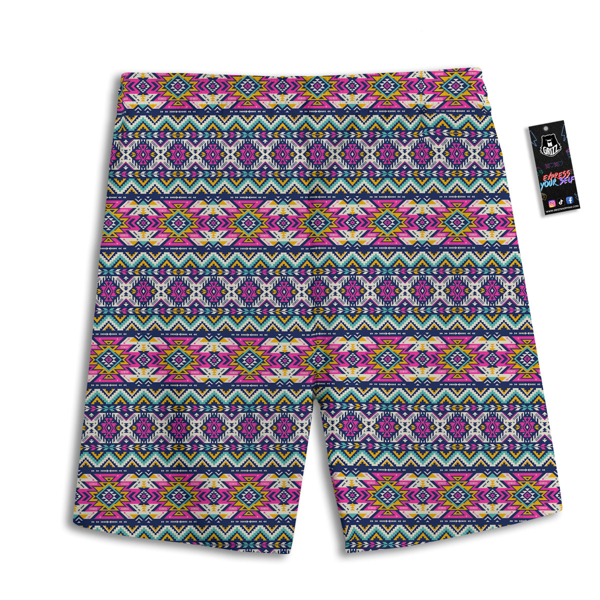 Native Navajo Colorful Geometric Print Men's Athletic Shorts