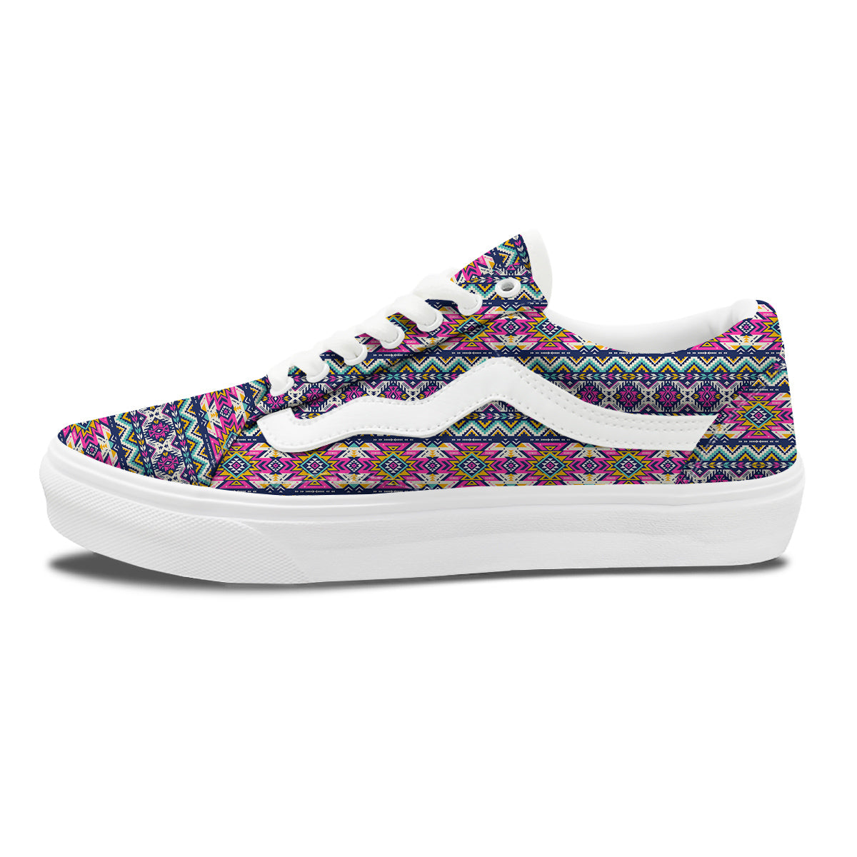 Native Navajo Colorful Geometric Print Skate Shoes-grizzshop