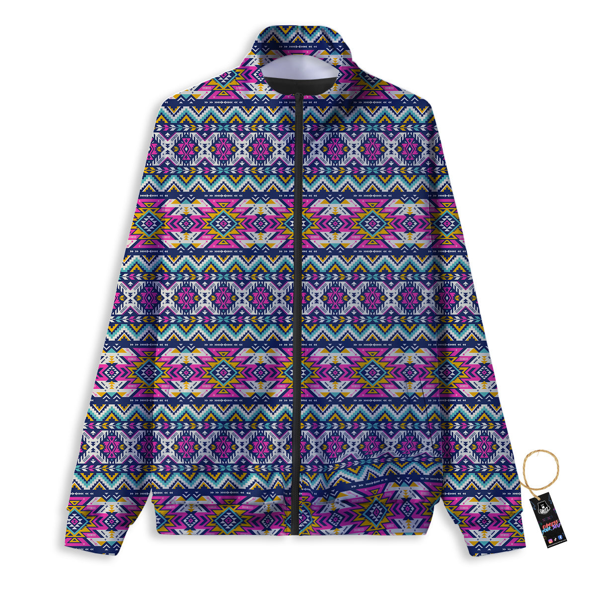 Native Navajo Colorful Geometric Print Track Jacket-grizzshop