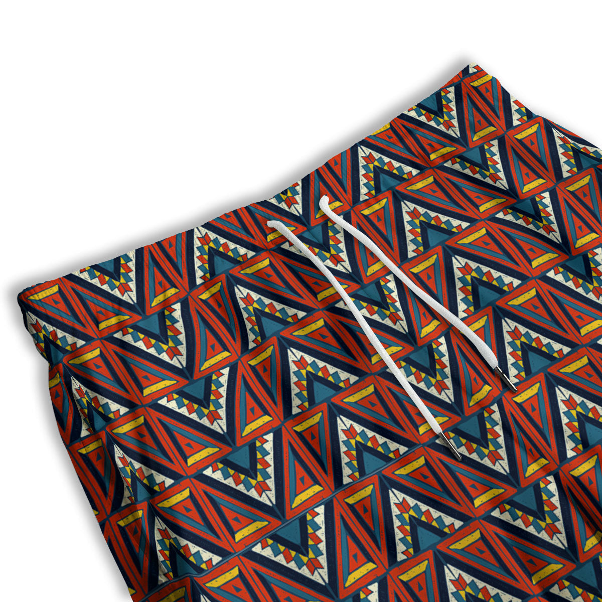 Native Tribal White And Red Print Men's Athletic Shorts