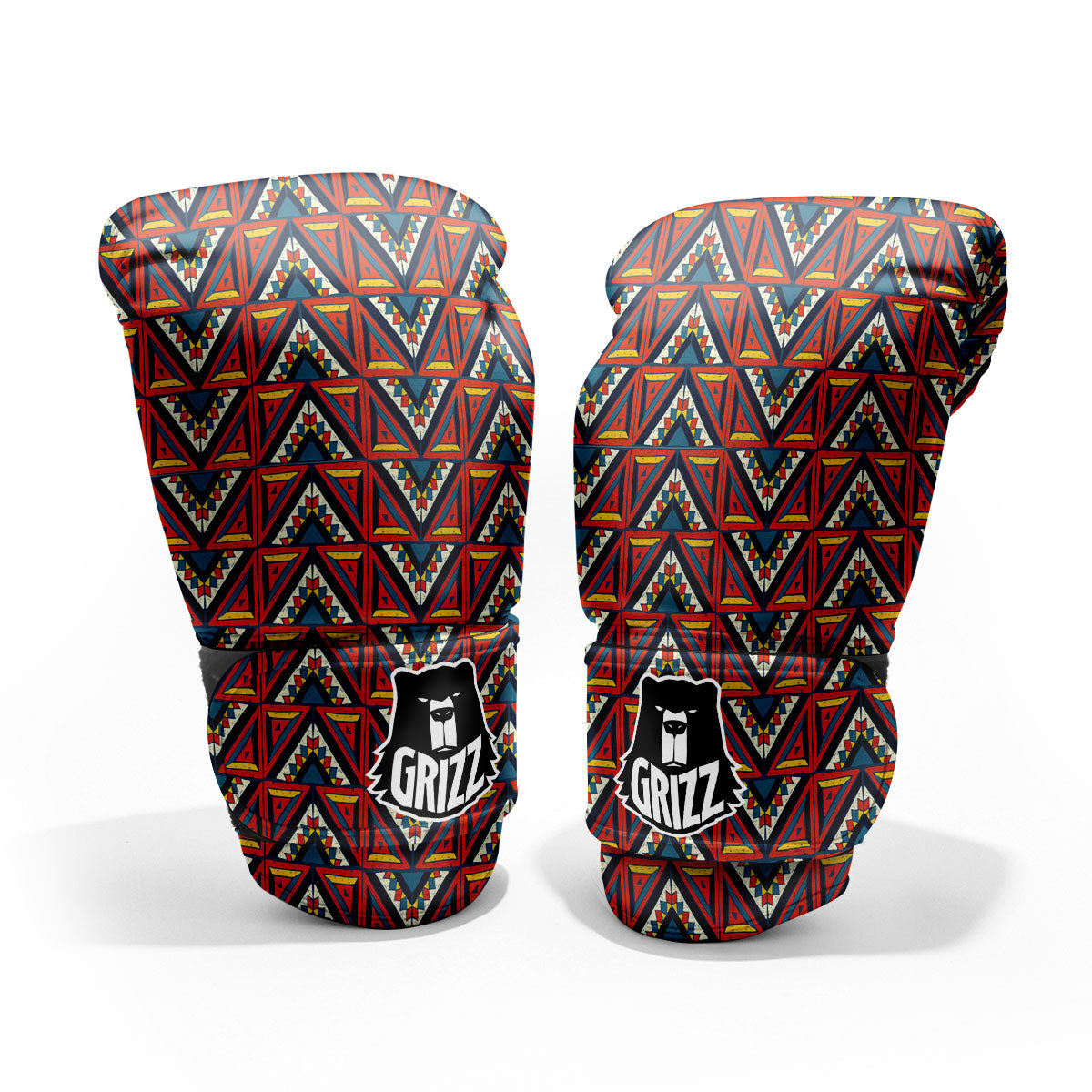 Native Tribal White And Red Print Pro Boxing Glove