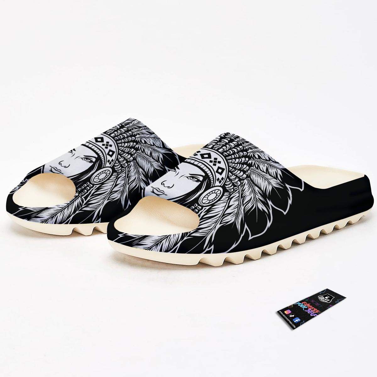 Native Indian Girl Tribal Print Sandals-grizzshop