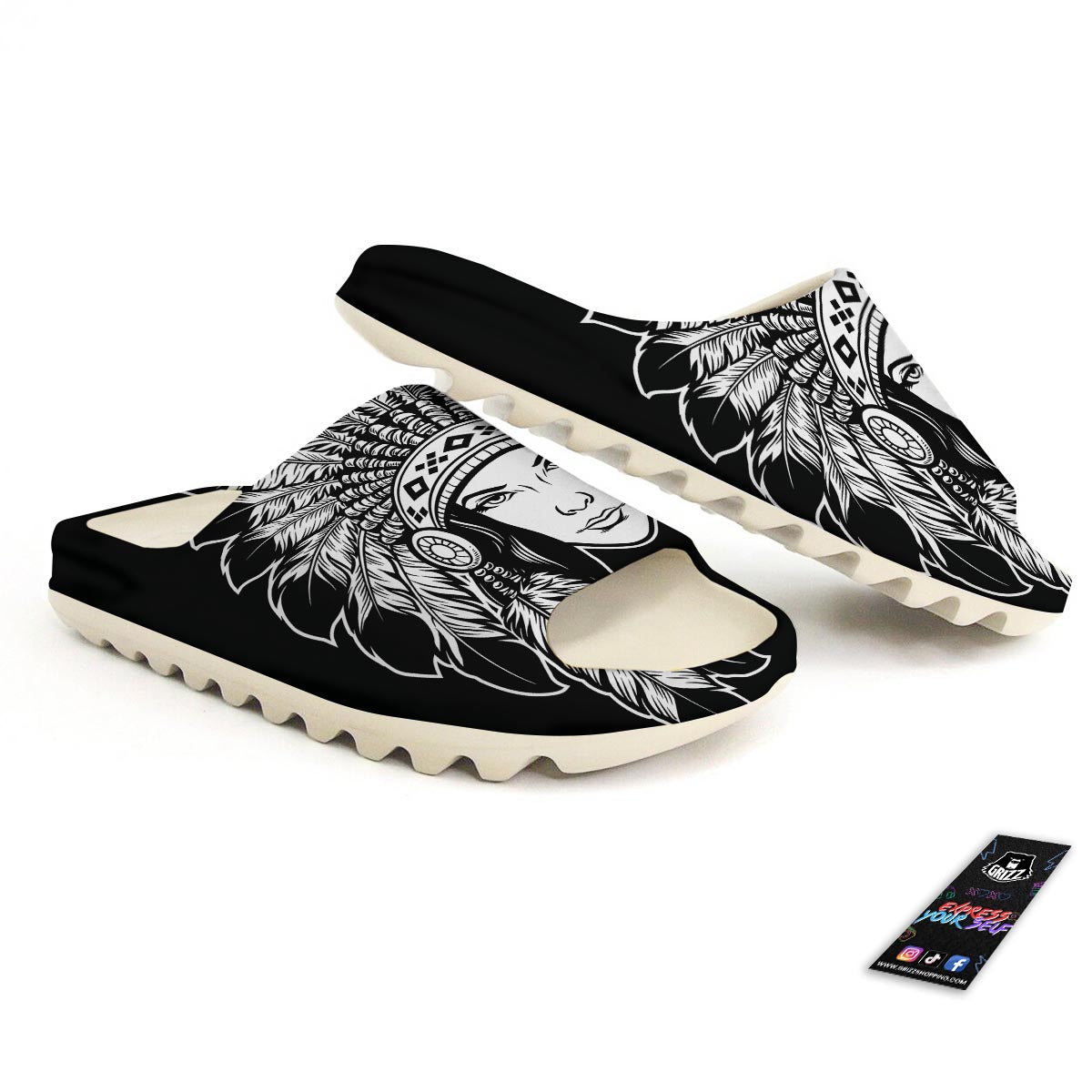 Native Indian Girl Tribal Print Sandals-grizzshop