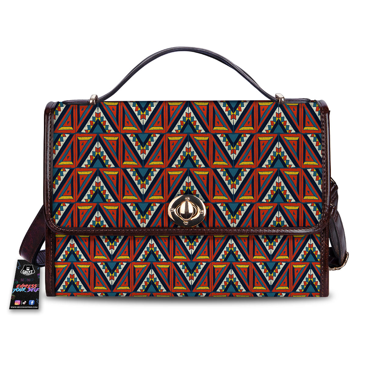 Native Tribal White And Red Print Women's Satchel Bag